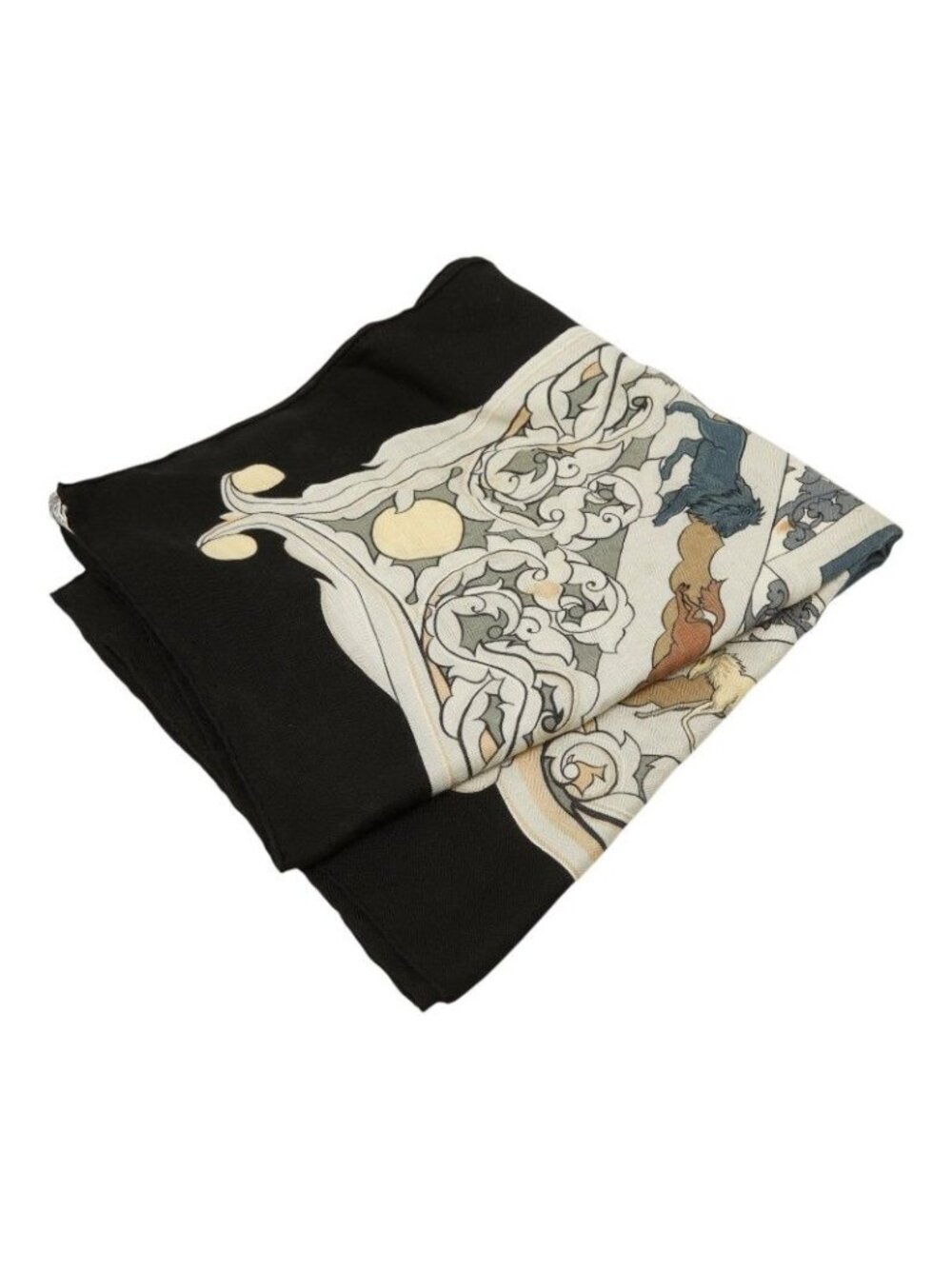 Hermes Carre Jean 135 Animaux Solaires Sun Animals Shawl Large Format Black